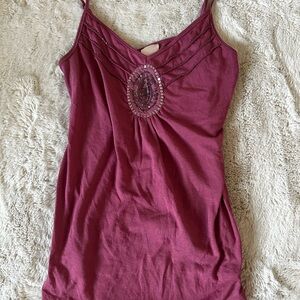 Y2K Xhilaration Burgundy Beaded V-Neck Camisole